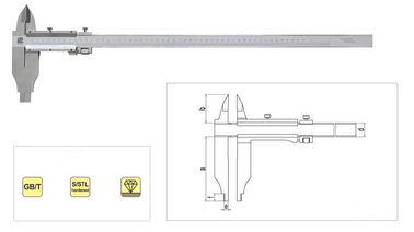 Abra el calibrador a vernier del dial del acero inoxidable del bloque con estilo de la semilla y mandíbulas estándar