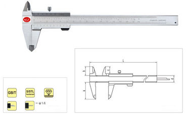 calibrador a vernier resistente del acero inoxidable de 0-200m m, escalas de la pulgada/calibrador a vernier métrico